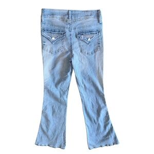 PTCL Ethical Clothing Women Light Blue Flare Bootcut Jeans Size 30 Jewel Pockets